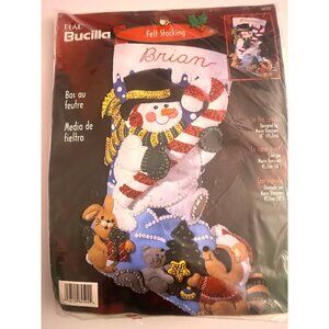 NOS Bucilla Snowman 18" Felt Stocking Kit "In The Spirit" 84594
